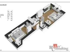 Prodej bytu 2+kk, Praha - Žižkov, Hartigova, 55 m2