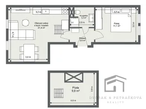 Pronájem bytu 2+kk, Praha - Libeň, Pod Labuťkou, 38 m2