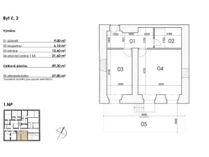 Prodej bytu 2+kk, Postupice, Blanická, 49 m2