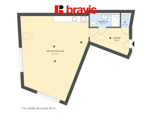 Pronájem bytu 1+kk, Brno, Koliště, 61 m2