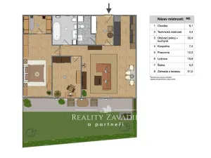 Pronájem bytu 3+kk, Jesenice, V Lázních, 93 m2