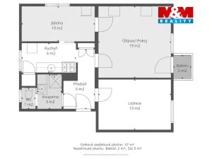 Pronájem bytu 3+1, Jesenice, Školní, 55 m2