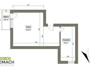 Pronájem bytu 1+kk, Kunovice, Na Bělince, 34 m2