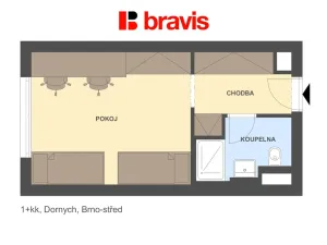 Pronájem bytu 1+kk, Brno - Trnitá, Dornych, 24 m2