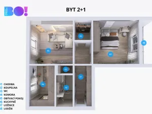 Prodej bytu 2+1, Olomouc, Černá cesta, 59 m2