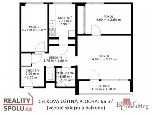 Prodej bytu 3+1, Brno - Starý Lískovec, Krymská, 66 m2