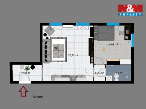 Pronájem bytu 2+kk, Pečky, Tř. 5. května, 50 m2