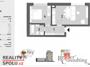 Pronájem bytu 2+kk, Brno - Zábrdovice, Bratislavská, 43 m2
