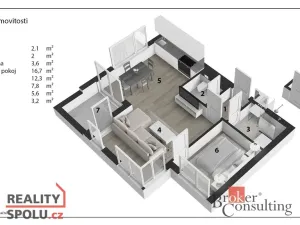 Pronájem bytu 2+kk, Hradec Králové, Pod Svahem, 50 m2