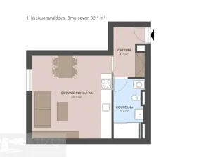 Pronájem bytu 1+kk, Brno, Auerswaldova, 32 m2