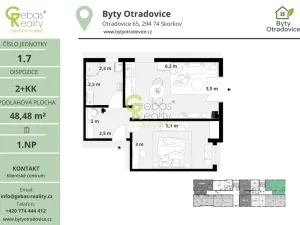 Prodej bytu 2+kk, Skorkov - Otradovice, 48 m2
