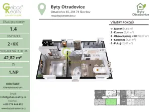 Prodej bytu 2+kk, Skorkov - Otradovice, 43 m2