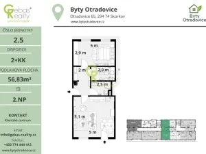 Prodej bytu 2+kk, Skorkov - Otradovice, 57 m2