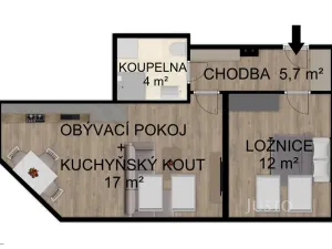 Pronájem bytu 2+kk, Bechyně, Soukenická, 39 m2