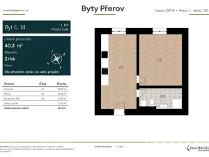 Prodej bytu 2+kk, Přerov, Husova, 40 m2
