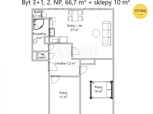 Prodej bytu 3+kk, Lednice, Komenského, 77 m2