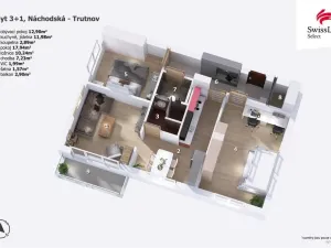 Pronájem bytu 3+1, Trutnov, Náchodská, 69 m2