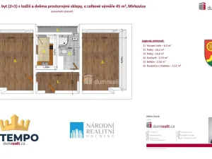 Pronájem bytu 2+1, Mirkovice, 45 m2
