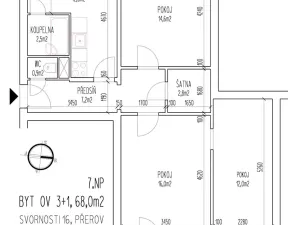 Prodej bytu 3+1, Přerov, Svornosti, 68 m2