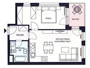 Pronájem bytu 2+kk, Praha, Azzoniho, 51 m2