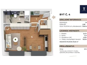 Prodej bytu 1+kk, Brno, Banskobystrická, 31 m2