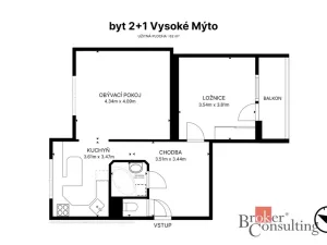 Prodej bytu 2+1, Vysoké Mýto, Ležáků, 56 m2