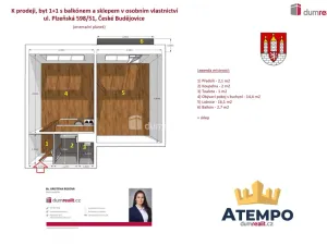 Prodej bytu 1+1, České Budějovice - České Budějovice 3, Plzeňská, 39 m2