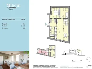 Prodej bytu 3+kk, Miličín, 74 m2