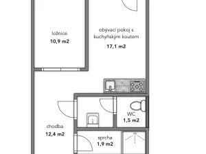 Pronájem bytu 2+kk, Znojmo, Hvězdová, 46 m2