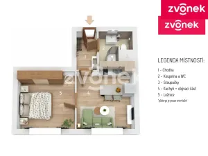 Pronájem bytu 1+1, Zlín, 2. května, 34 m2