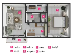 Pronájem bytu 2+1, Znojmo, Bolzanova, 55 m2