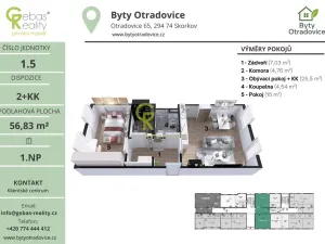 Prodej bytu 2+kk, Skorkov - Otradovice, 57 m2