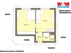 Prodej bytu 1+1, Cheb, Palackého, 35 m2