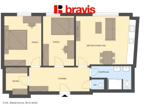 Pronájem bytu 3+kk, Brno - Brno-město, Masarykova, 80 m2