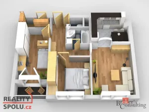 Pronájem bytu 3+kk, Praha - Chodov, Valentova, 63 m2