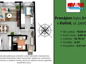 Pronájem bytu 2+kk, Kolín - Kolín IV, Jateční, 43 m2