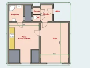 Pronájem bytu 2+kk, Hradec Králové, Letců, 48 m2