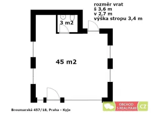 Pronájem skladu, Praha, Broumarská, 48 m2