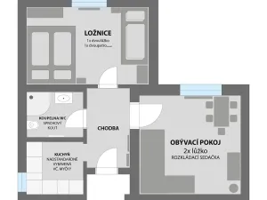 Prodej bytu 2+1, Sedloňov, 53 m2