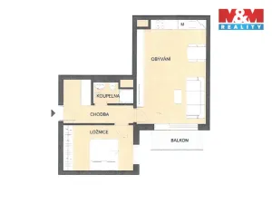 Pronájem bytu 2+kk, Pardubice - Pardubičky, Východní, 52 m2