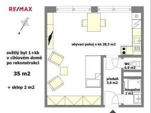 Pronájem bytu 1+kk, Praha - Zbraslav, Tunelářů, 37 m2