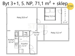 Prodej bytu 3+kk, Hodonín, Polní, 69 m2