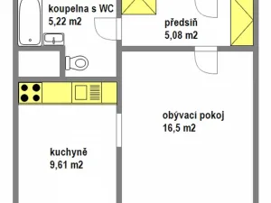 Pronájem bytu 1+1, Praha - Krč, Sládkovičova, 39 m2