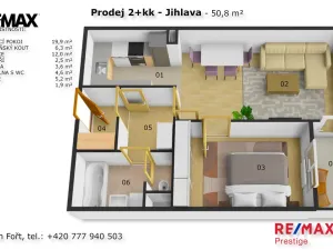 Prodej bytu 2+kk, Jihlava, Poláčkova, 51 m2