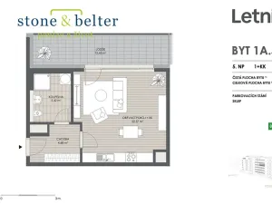 Pronájem bytu 1+kk, Praha - Letňany, Vyletalova, 32 m2