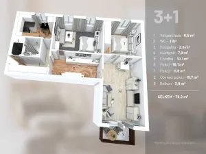 Prodej bytu 3+1, Týn nad Vltavou, Veselská, 79 m2