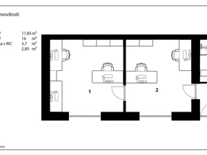 Pronájem kanceláře, Pardubice, Chrudimská, 149 m2