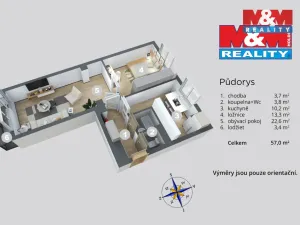 Prodej bytu 2+1, Ústí nad Labem - Ústí nad Labem-centrum, Velká Hradební, 50 m2
