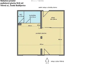 Pronájem obchodního prostoru, České Budějovice - České Budějovice 2, Větrná, 53 m2
