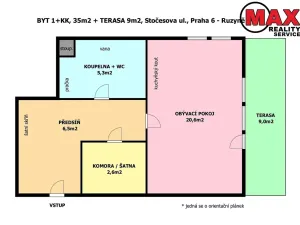 Pronájem bytu 1+kk, Praha - Ruzyně, Stočesova, 35 m2